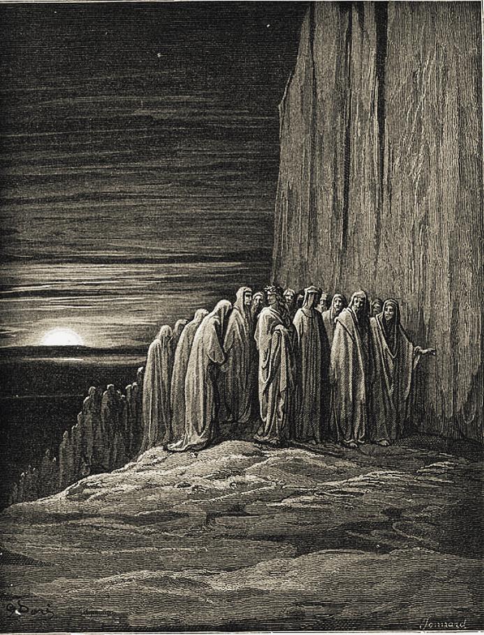 Gustave Doré, gli accidiosi (Purgatorio, Canto XVIII).