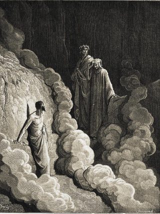 Gustave Doré, Dante e Virgilio incontrano Marco Lombardo (Purgatorio, Canto XVI).