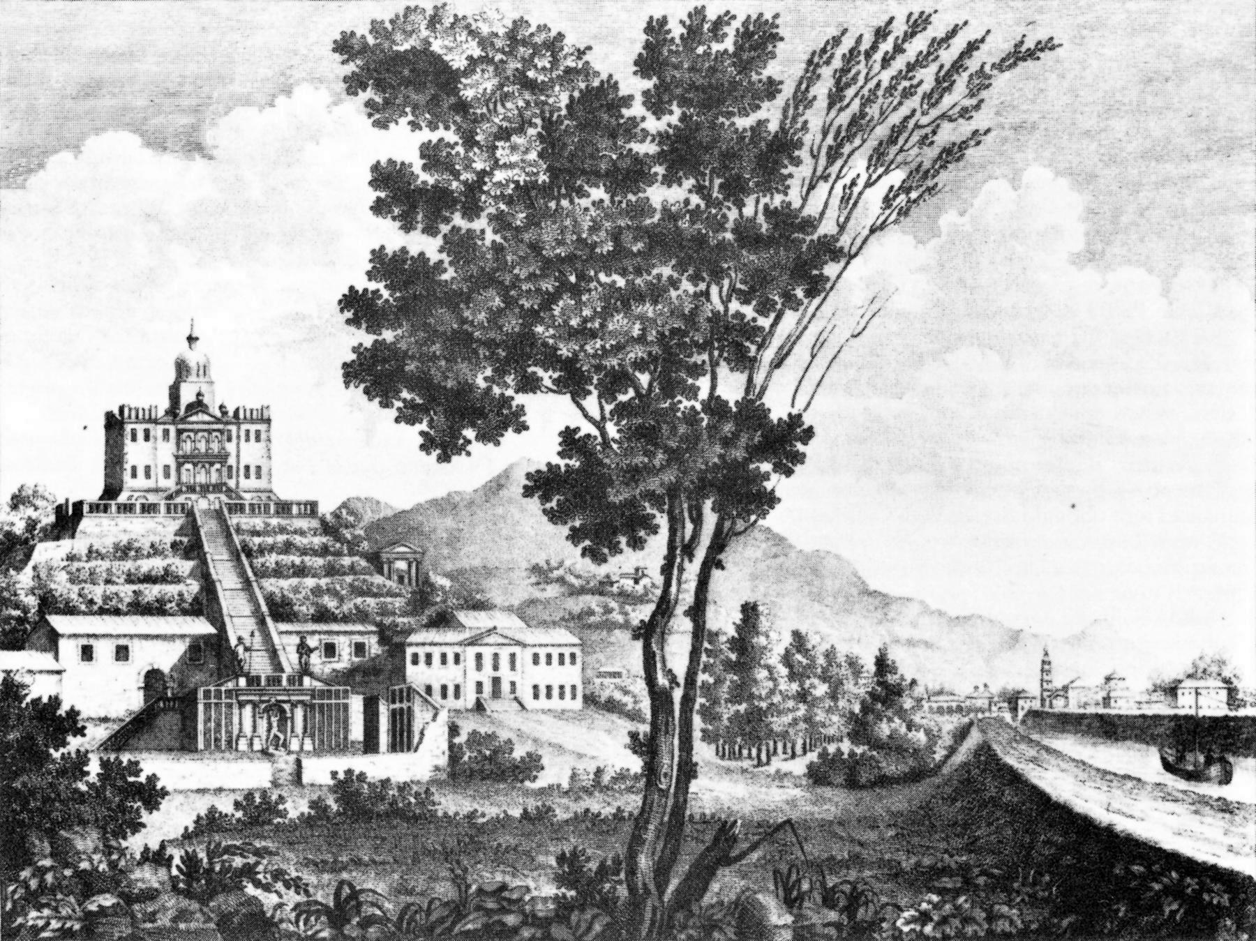 S. Elena, veduta del colle e del canale navigabile Padova-Monselice. 1823.